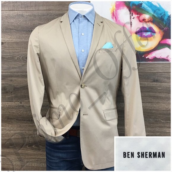 Ben Sherman Mens Blazer Sport Coat Two Button Casual Jacket Size 44L Cotton Suit - Picture 1 of 13